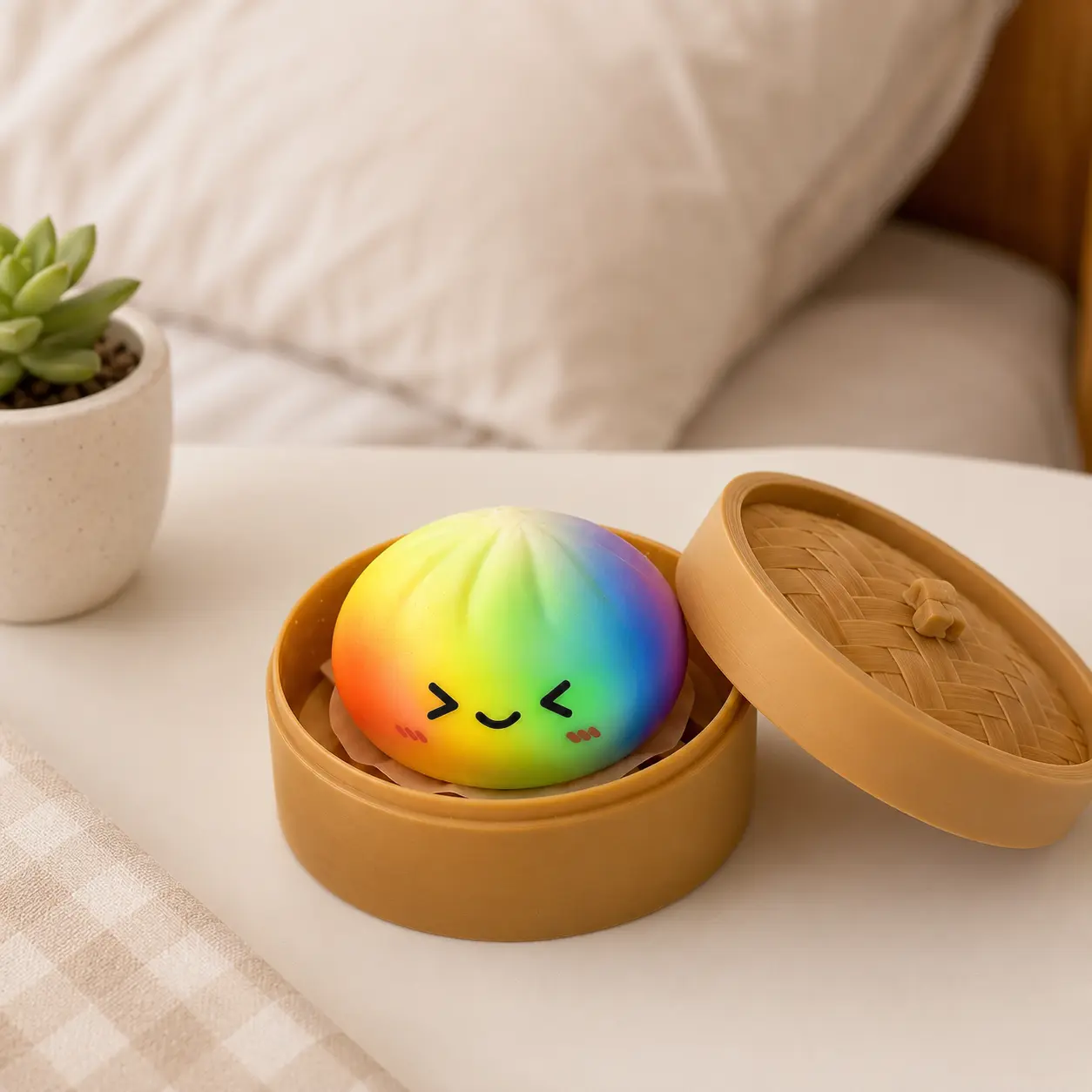Giant Rainbow Bun Shaped Mochi Squishy Toy - Unisex Kawaii TPR Smiley Face Galaxy Glitter Squishies, Steamer Box Random Style Surprise, Soft ASMR Sensory Stress Relief Toy, Easter Spring Basket Gift