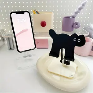 Cartoon Cat Mobile Phone Tablet Holder Cute and Cute Rotating Lazy Desktop Holder Tablet Acrylic Extensible Adjustable Folding