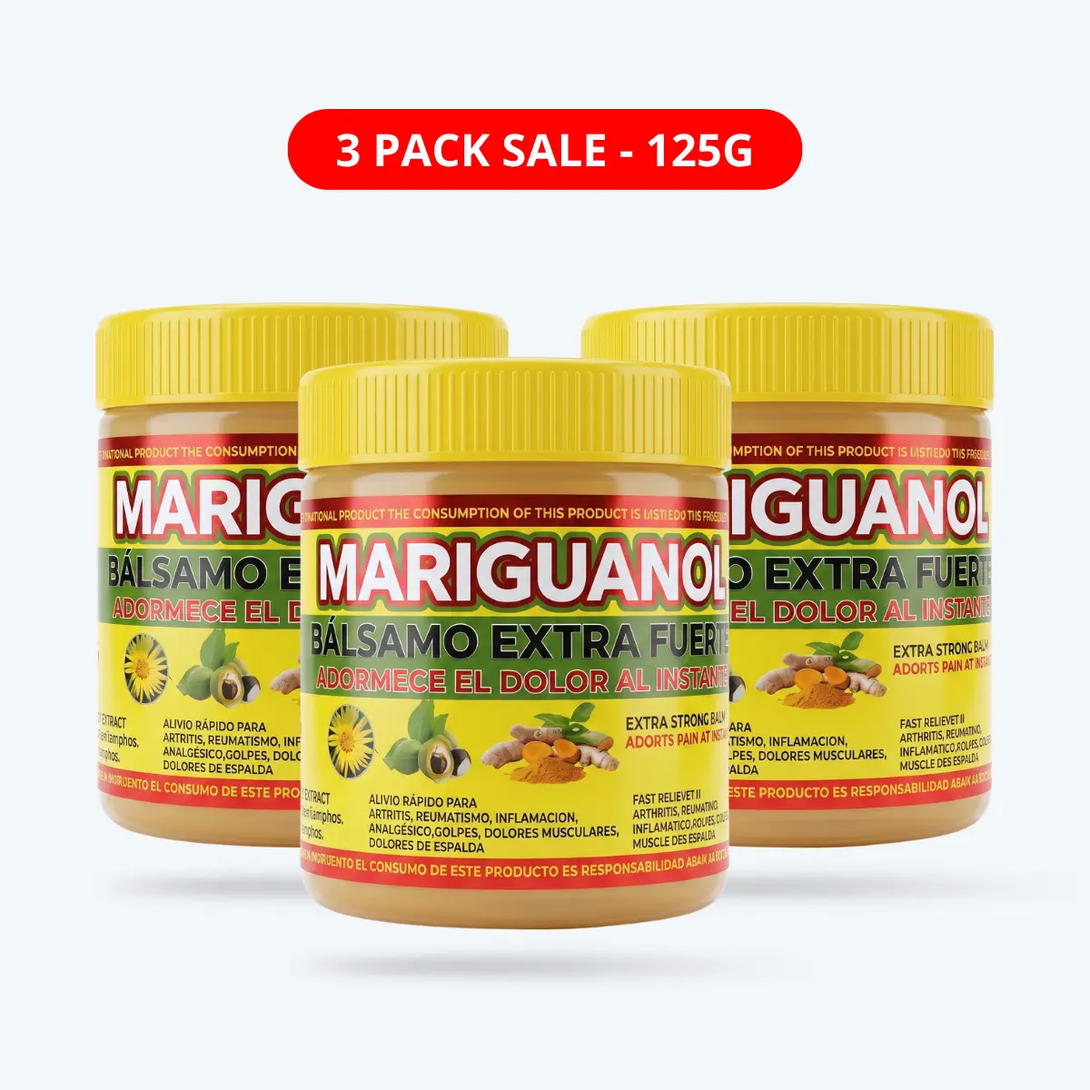 3 Pack MARIGUANOL Balsamo extra fuerte 125g Reforzado - Antioxidant Gel Supplement Reuma Pomade joint pain flexi