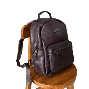 Retro cowhide backpack Large capacity multi-functional business backpack Men's and women's travel bags outdoor gym accessory