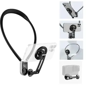 Magnetic Neck Mount - Soft Silicone Design for Comfortable Long-Lasting Wear - Supports Multi-Angle Shooting for Outdoor Live/Fishing Smartphone Use