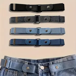 4Pcs Women's Elastic Invisible Belts Stretchy No Hole Design Polyester and Spandex Blend Chic Business Style Belts Set Versatile Fashion Accessory for Pants and Jeans
