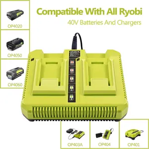 Dual Charger For Ryobi OP401 40V Lithium Ion Battery For OP4015 OP4026 OP4030 OP4040 OP4050 OP4060