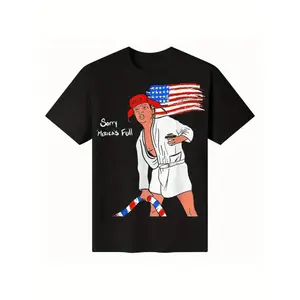 Men's Trump American Flag Bandana Funny Round Neck Short Sleeve Casual T-Shirt, Vintage Washed Menswear, Autumn-Winter Hoodie & Sweatshirt (Sports & Outdoor Tops)