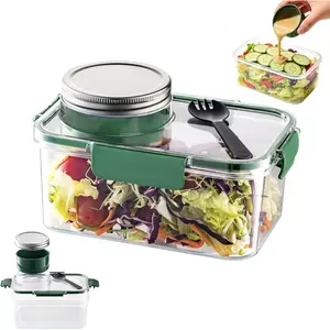 Upgraded Salad Container with Dressing Cup - Leakproof  Storage Containers with  and Fork, Large Fruit Salad Storage Convenient Meal Prep Containers for Office,  and Kitchen Camping Use
