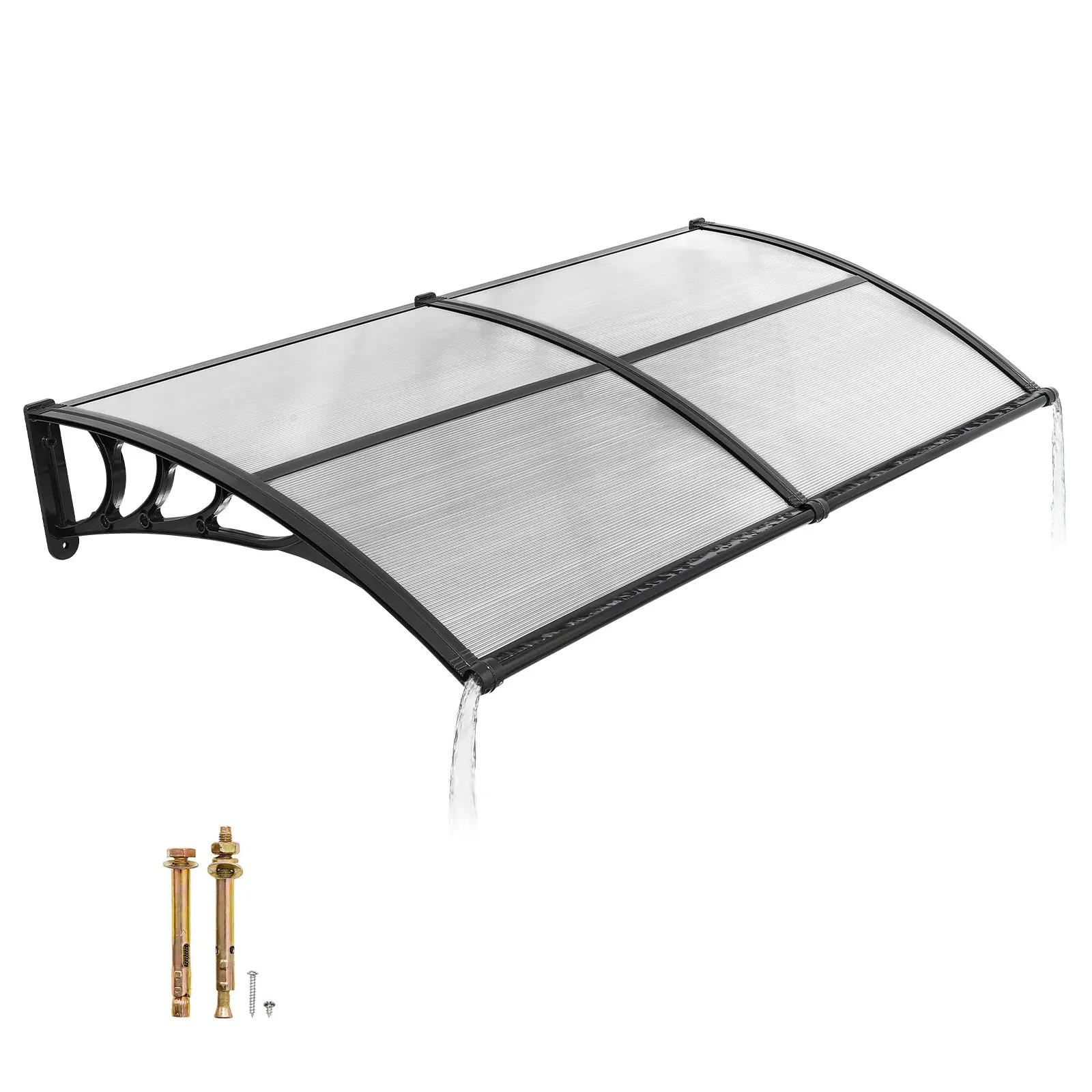 【Summerfinds】VEVOR Awnings for Door Entrance, 38 x 78 in, Exterior Front Door Window Awnings with Drainage & ABS Bracket, Rain Snow Sun Protection, Overhang Polycarbonate Door Canopy for Porch Patio, Clear, 38X78 In