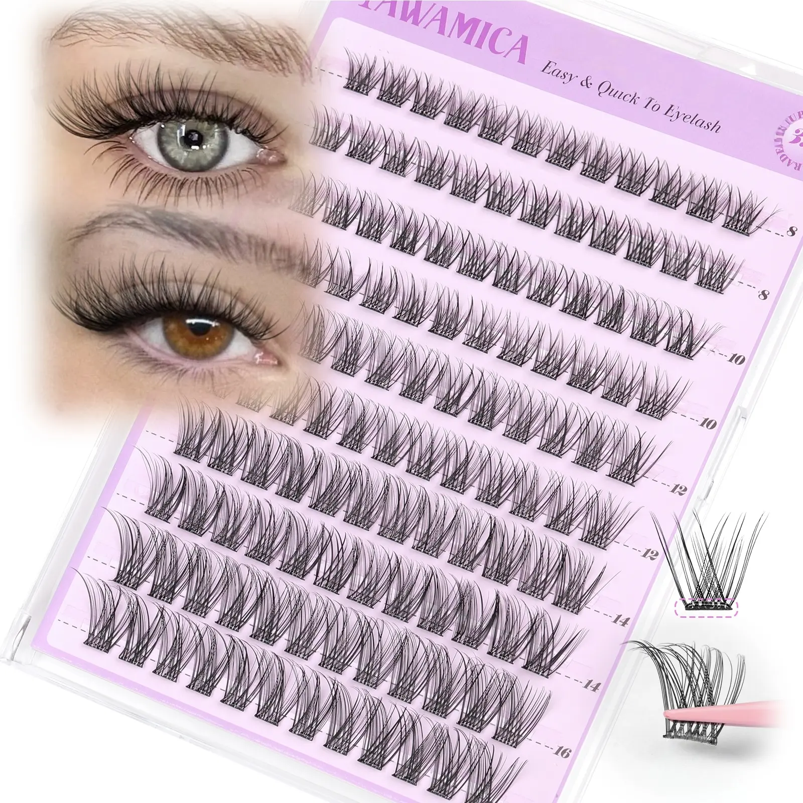 Yawamica Natural Lash Clusters 8-16mm DIY Clusters Lashes