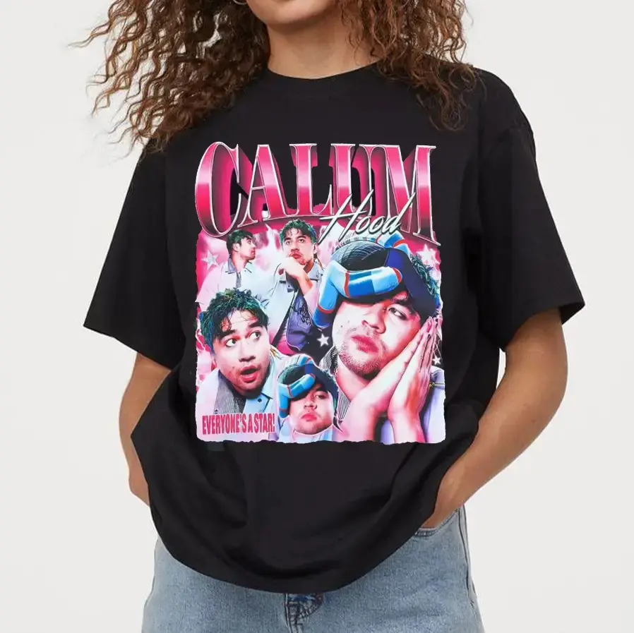 Women's 5SOS Callum Graphic Cotton T-Shirt - Round Neck, Bootleg, Loose Streetwear Tops, 2026 Vintage Everyone's A Star Tour Fan Gift, Chic All Seasons Casual Valentines Day Outfits, Comfortable Print Fabric