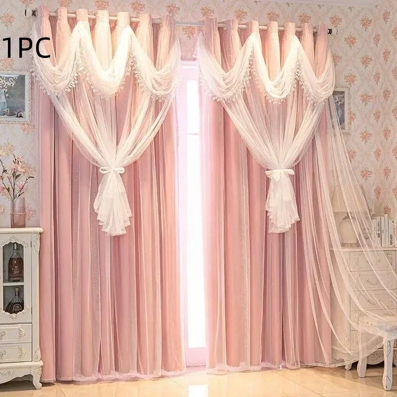 Luxury French Style Embroidered Sheer, Elegant Design, Double-layered yarn with skirt hem ,Pure Polyester Fabric, 100%blackout, Easy Clean, No Rope Option, Home Decoration Window Curtain, Home Decorative Curtain
