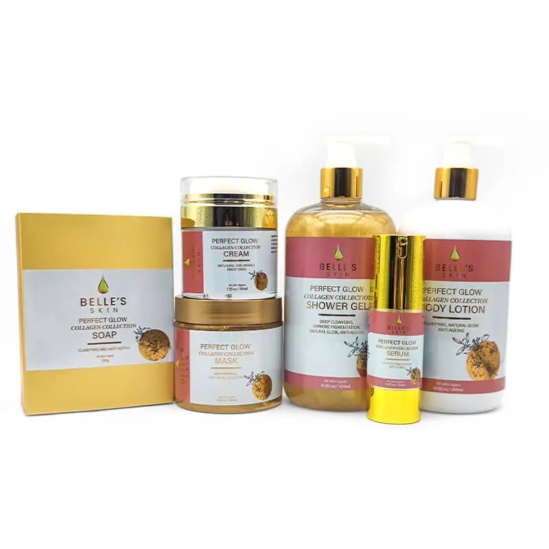 Belle's Secrets Skin Perfect Glow Collagen Combo (1459g) - Age-Defying, Clarifying Body & Facial Care Set with Facial Mask, Lotion, Glycerin, Serum, Vitamin E, Rosehip Oil for All Skin Types
