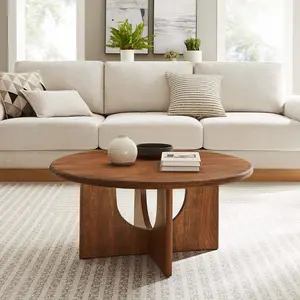Rivian Round 34" Coffee Table in Walnut