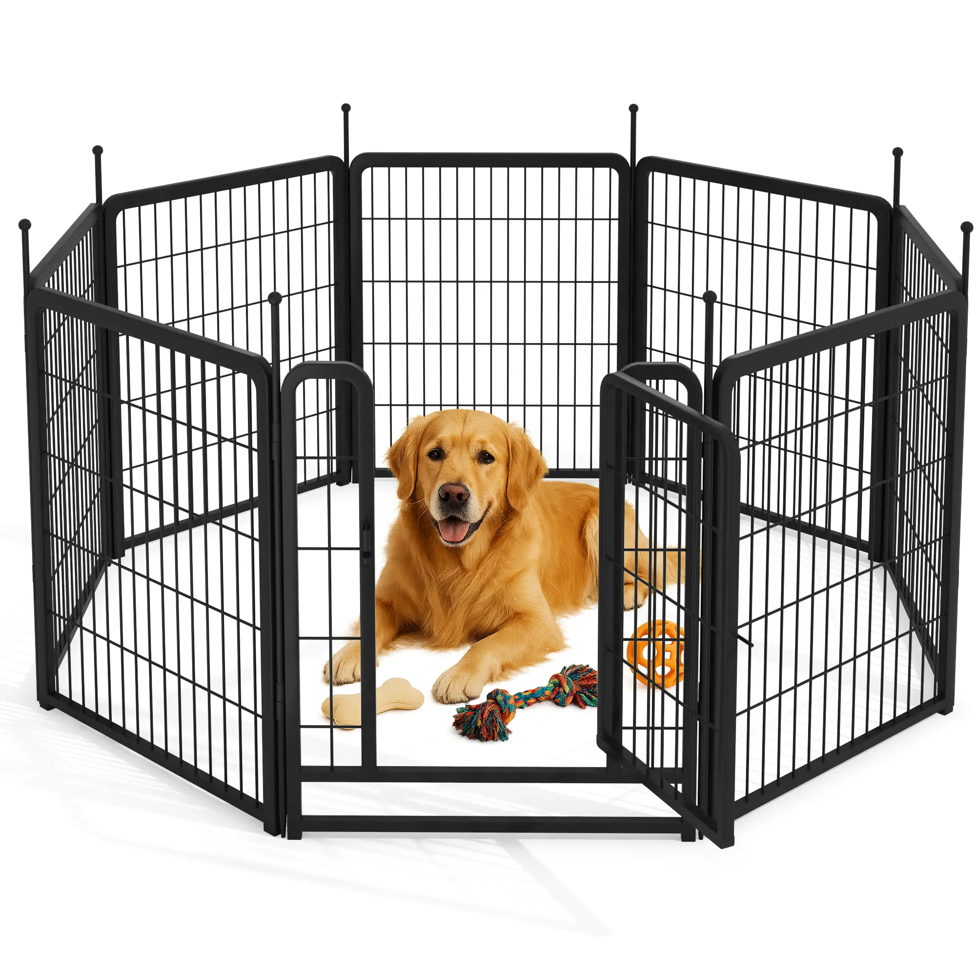 DKLGG Dog Playpen Outdoor Portable 8 Panel Fence 26.3'' W x 31.5'' H Pet Exercise Pen for Small Dogs RV Camping Garden Yard