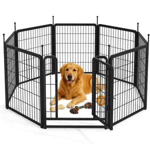 DKLGG Dog Playpen Outdoor 8 Panel 31'' Pet Pen for Small Dogs & Rabbits Portable Exercise Pen for RV Camping Garden Yard Black 26.3'' W x 31.5'' H Enclosure