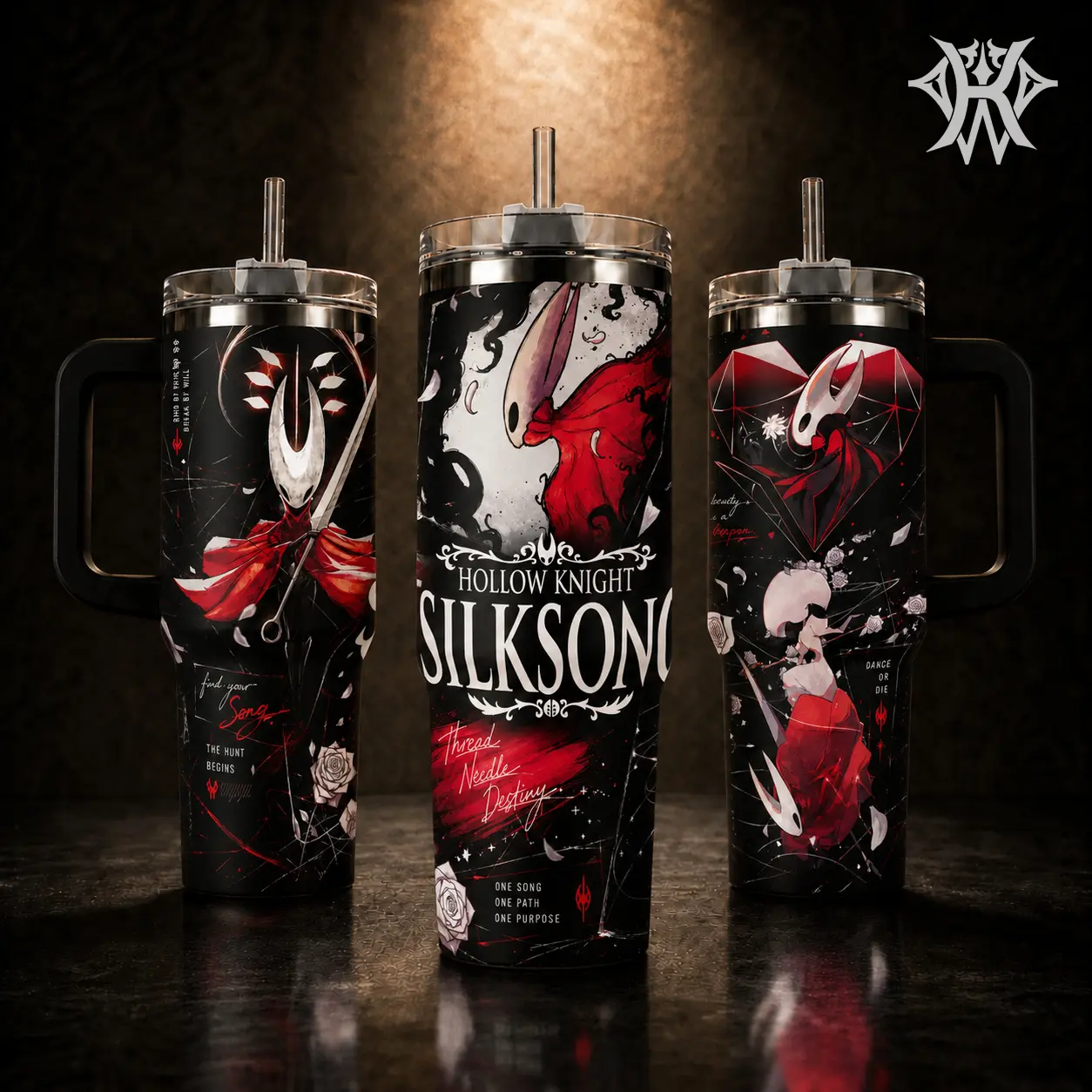 Hollow Knight Silksong Hornet 40oz Tumbler with Handle & 20oz Skinny Mug, Insulated Stainless Steel Travel Cup, Gaming Merch Gift for Fans, Leak-proof Coffee Water Bottle with Straw Aesthetic