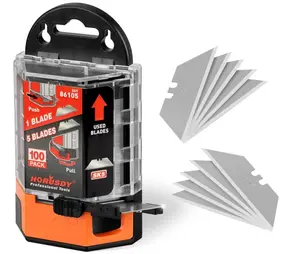 HORUSDY Pack Of 100 Utility Knife Blades, Box Cutter Blades Replacement with Dispenser, SK5 Carbon Steel