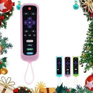 One remote control protective cover designed in Cat's ears (Steamed cat-ear shaped bread) shape, four colors, silicone material replacement shell, can glow in the dark, easy to find, suitable for Hisense/TCL Roku TV Streaming Stick 4K+.