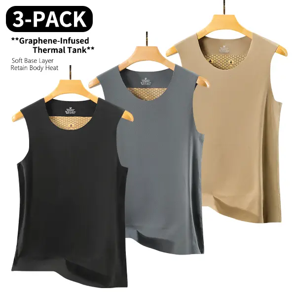 Men’s 3-pack thermal vests, fleece soft base layer sleeveless undershirts, stretchy warm lining tops suitable for cold weather