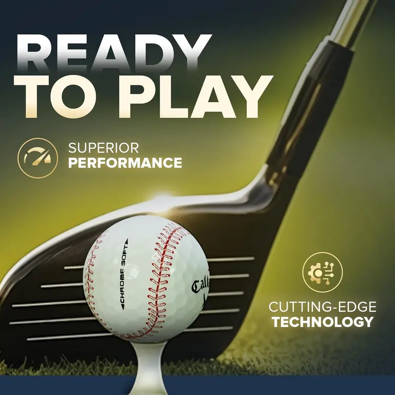 Callaway Chrome Soft Certified Refinished Baseball Golf Balls - 12 Pack - Designed with Stitching Pattern - Par-FECT for Any Golf Outing!