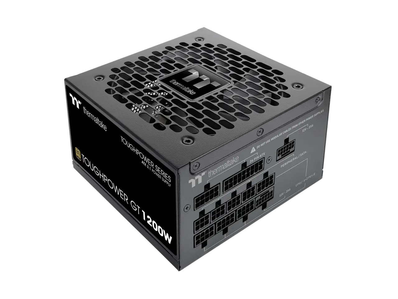 Thermaltake Toughpower GT 1200W; ATX 3.1; x2 Native PCIe 5.1 12V-2x6; Full Modular; Flat Cables; Color Matched Connectors; Japanese Main Capacitors; 80 Plus Gold Certified; 140mm; Black; PS-TPT-1200FNFAGU-3
