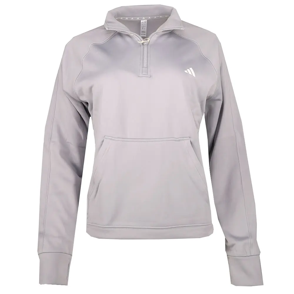 adidas Womens Aeroready Game & Go Quarter-Zip Fleece Casual Tops Casual - Grey
