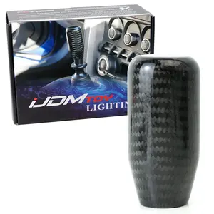 iJDMTOY Glossy Black Real Carbon Fiber Shift Knob For Most Car 6-Speed, 5-Speed, 4-Speed Manual or Automatic, etc