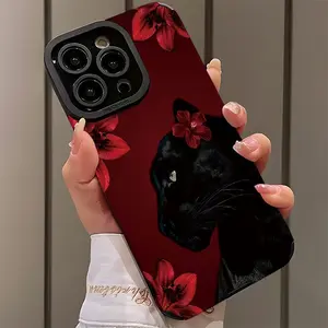 Fashion Wine Leopard Floral Animal Pattern Protective Shockproof Ultra-Thin Case Cover for iPhone 17/16/15/14/13/12/11/plus/pro Max, Dust-Proof & Stylish Gift