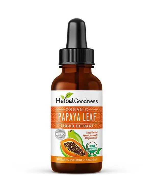 Papaya Leaf Extract - Organic - Liquid 1oz - Blood Platelets, Digestion & Immunity - Herbal Goodness Supplement
