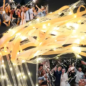 30 wedding wand ribbons with 3 colorful flashing modes, LED silk fairy wands, suitable for weddings, New Year's, carnivals, concerts, birthday parties, Halloween, and Christmas parties.