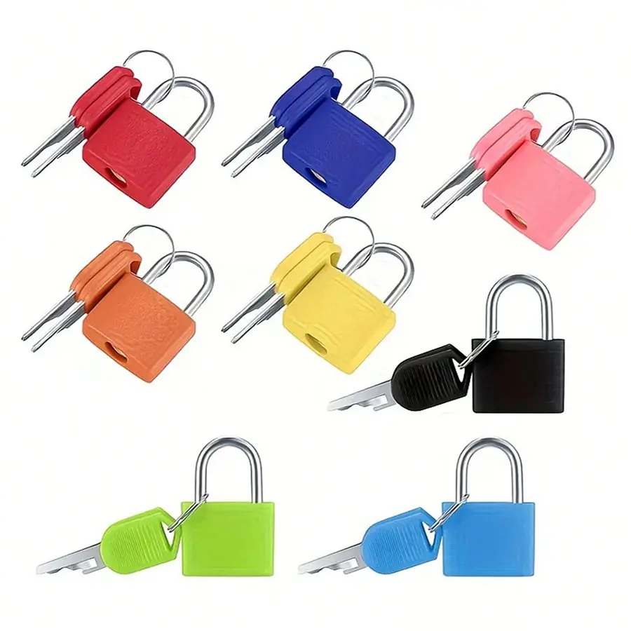 Durable Zinc Alloy Lock Set with Keys, Compact Colorful Plastic Locks, Ideal for Luggage, Backpacks, Storage Cabinets, Toolboxes, Lock and Key