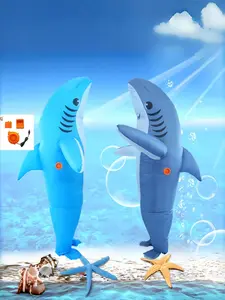 Outdoor Team Building Activity Fun Card Channel Prop Inflatable Shark Costume, Realistic Cute Design, Perfect for Events & Parties