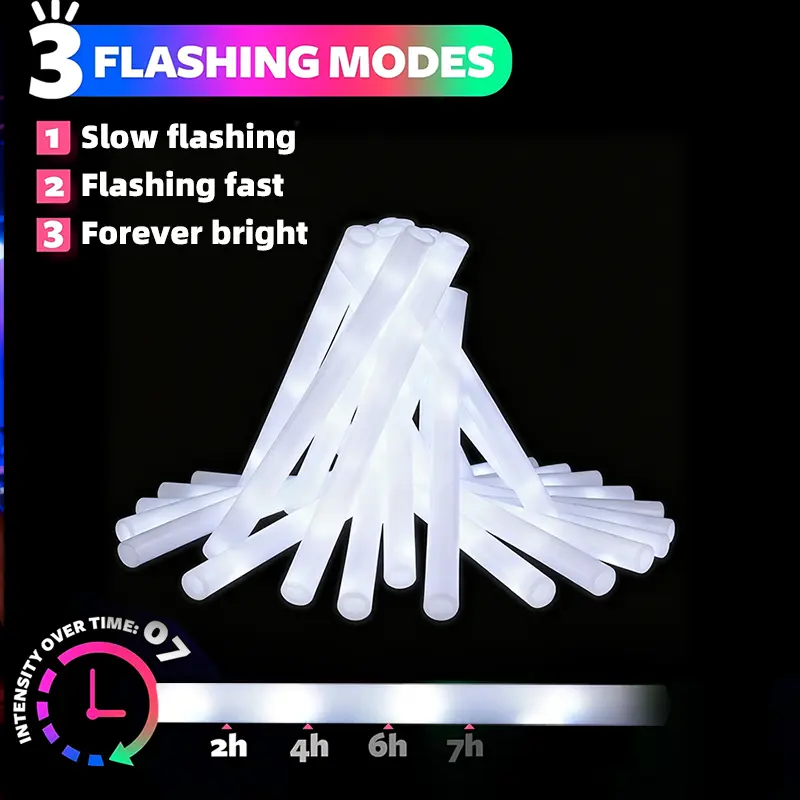 LED Light Foam Glow Sticks Bulk Packs - 120/60/38 Pcs Festival Party Supplies, Lightup Glow in the Dark Gifts for Birthday, Rave Events