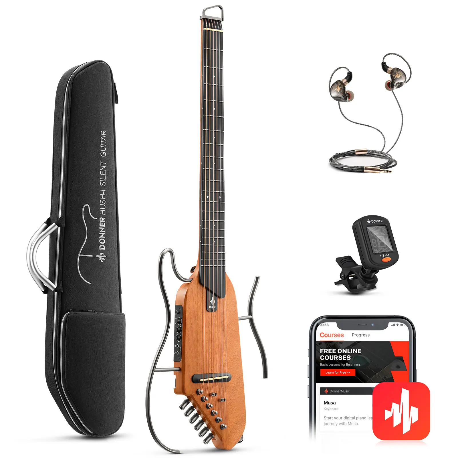 【Limited time deal】Donner HUSH-I Acoustic-Electric Guitar Kit for Travel Silent Practice 【Limited time deal】Donner HUSH-I Acoustic-Electric Guitar Kit for Travel Silent Practice