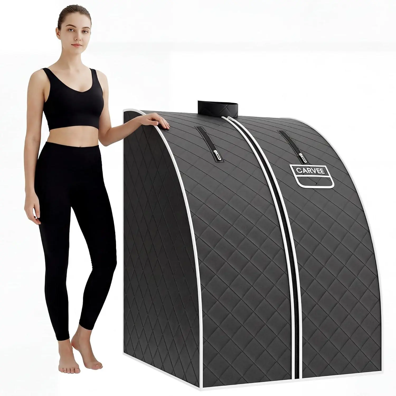 Portable Sauna Box for Home with1000W Steamer and Folding Chair, Infrared Sauna Tent with 5-Layer Waterproof, 600D Encrypted Fibre, Easy Setup Quick Heat-Up Foldable Sauna