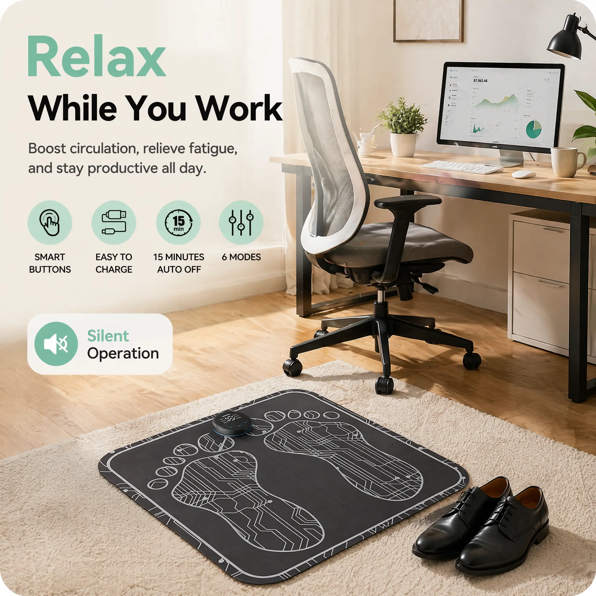 WOFLEND Lightweight Durable Massage Mat, Electric Full Body Massage Device for Home Use, Beauty & Personal Care Relaxation Appliance, Desk, Relaxing Gifts, Vibratory Massager, Sleep Aid, Silent, Massage Devices