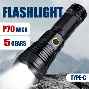 Tactical Flashlight - Ultra-Bright 2024 Upgrade  High-Powered LED Light with 5 Adjustable Modes, Wide Beam Angle, Long-Lasting Battery Life - Ideal for Camping, Hiking, Outdoor rechargeable flashlight Multipurpose Rechargeable flashlight  1000000 lumens