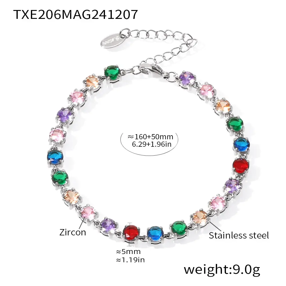 TXE206-Steel color mixed zircon bracelet