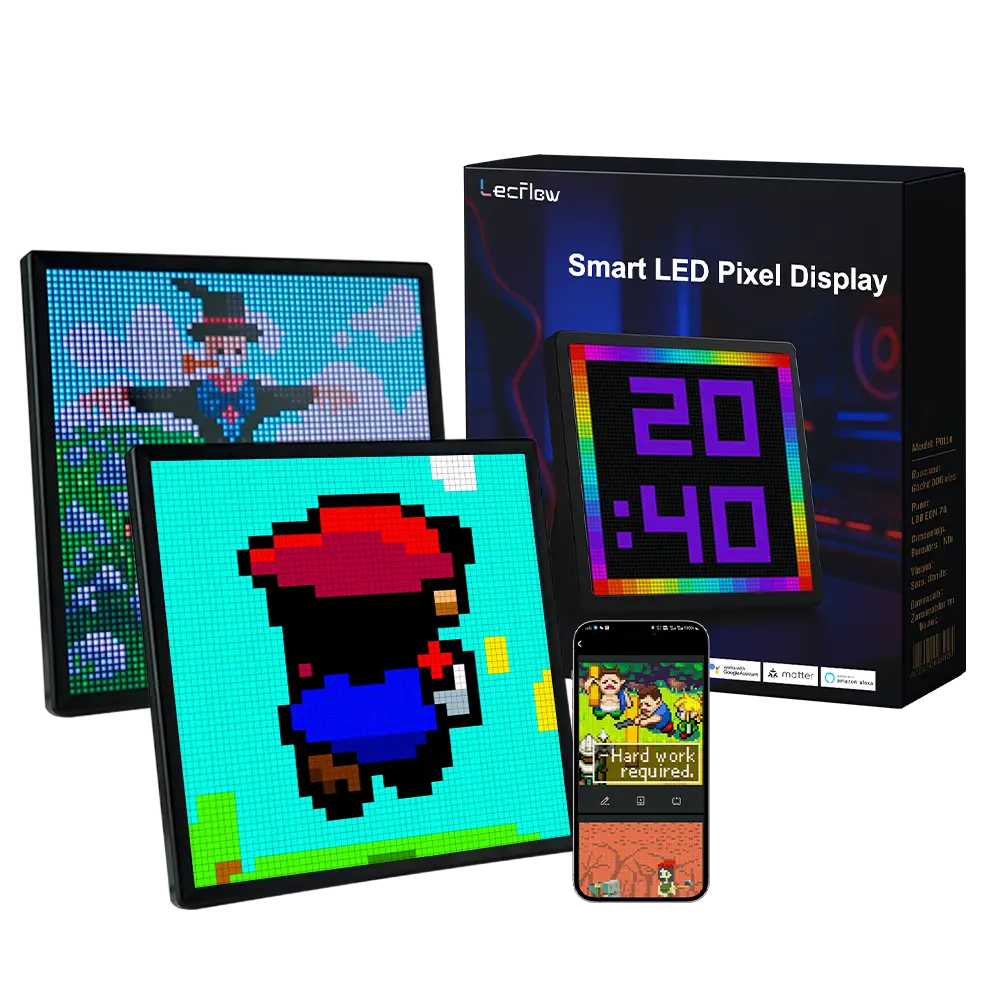 Smart Gaming Pixel Display LED Matrix Panel Custom Text Pattern & Animation Screen