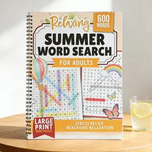 Relaxing Summer Word Search for Adults, Large Print, Stress Relief Beach Vacation Lunch Break Game, Perfect Gift for Mom Teacher Best Friend