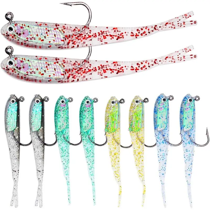 Bass Fishing Lures 10-Pack, Holographic Soft Plastic Swimbaits with Lifelike Minnow Shape and Flexible X-Tail for Long-Distance Casting, Aerodynamic