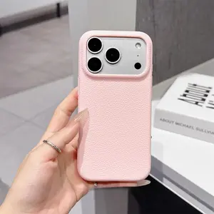 【Free Ship】 Litchi Texture Shockproof iPhone Case, Anti-Fingerprint Soft Cover Large Camera Window Compatible with iPhone 13 14 15 16 17 Pro 17 Pro Max