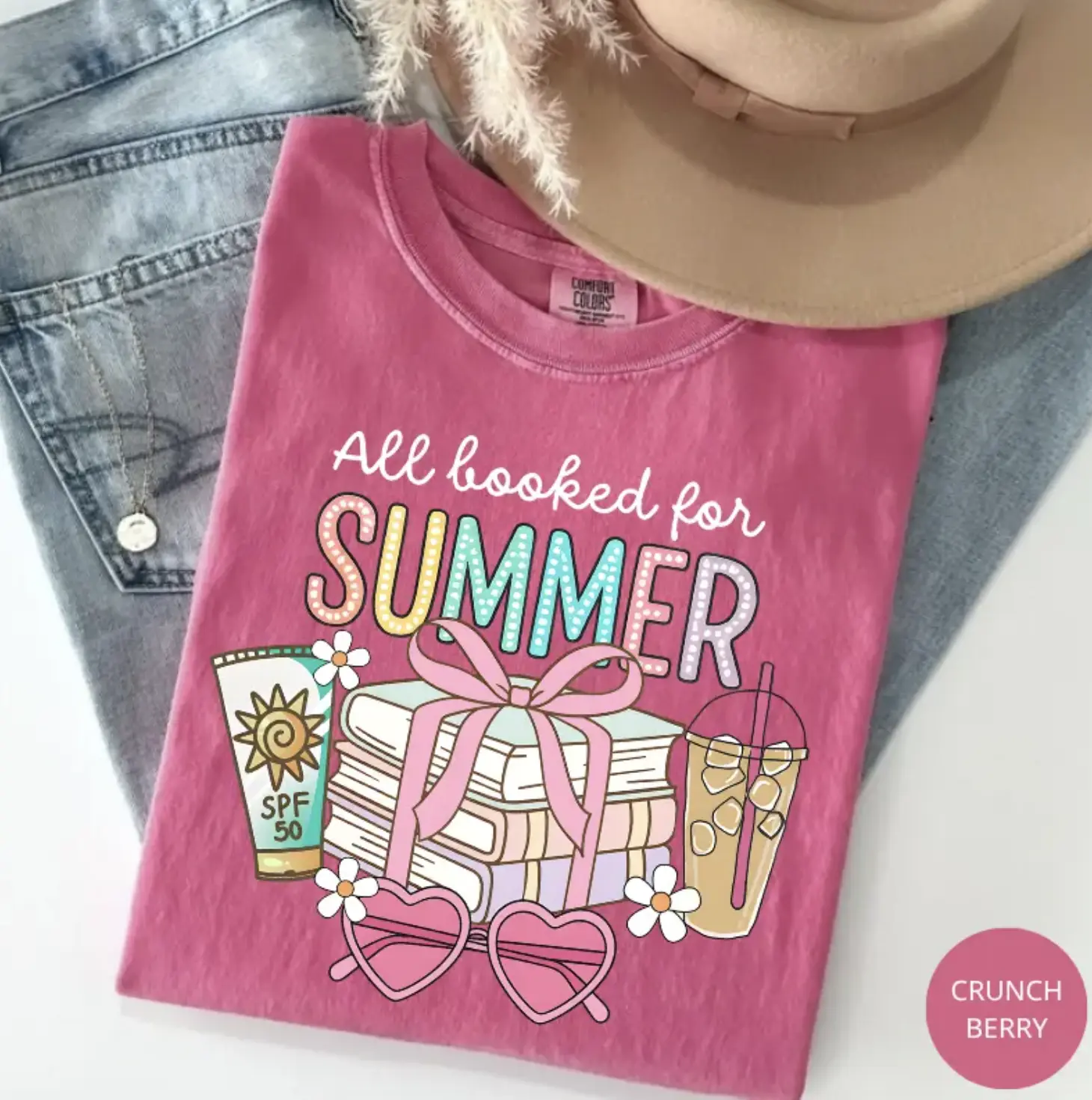 Comfort Colors All Booked For Summer T Shirt, Bookish Summer Tee, Bookworm Gift, Teacher Shirt, Summer Reading Tee, Booktrovert Shirt, Librarian Shirt