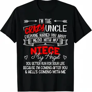 [100% Cotton] Crazy Uncle Protective Vibes T-Shirt With Bold Warning Message.