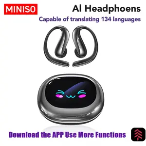 Miniso MS203 OWS True Wireless Open Ear Headphones, LCD Screen, Electronic 134 Languages Translator,Rechargeable Battery,40h Playtime, Very Good Gift,Support Game、Music、Work、Travel ect.