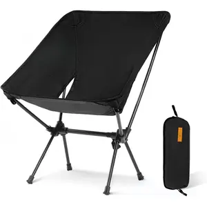 Portable Camping Chair Folding Compact Lawn Lightweight Backpacking Chair with Carry Bag for Outdoor Hiking Beach Travel Picnic Festival Black