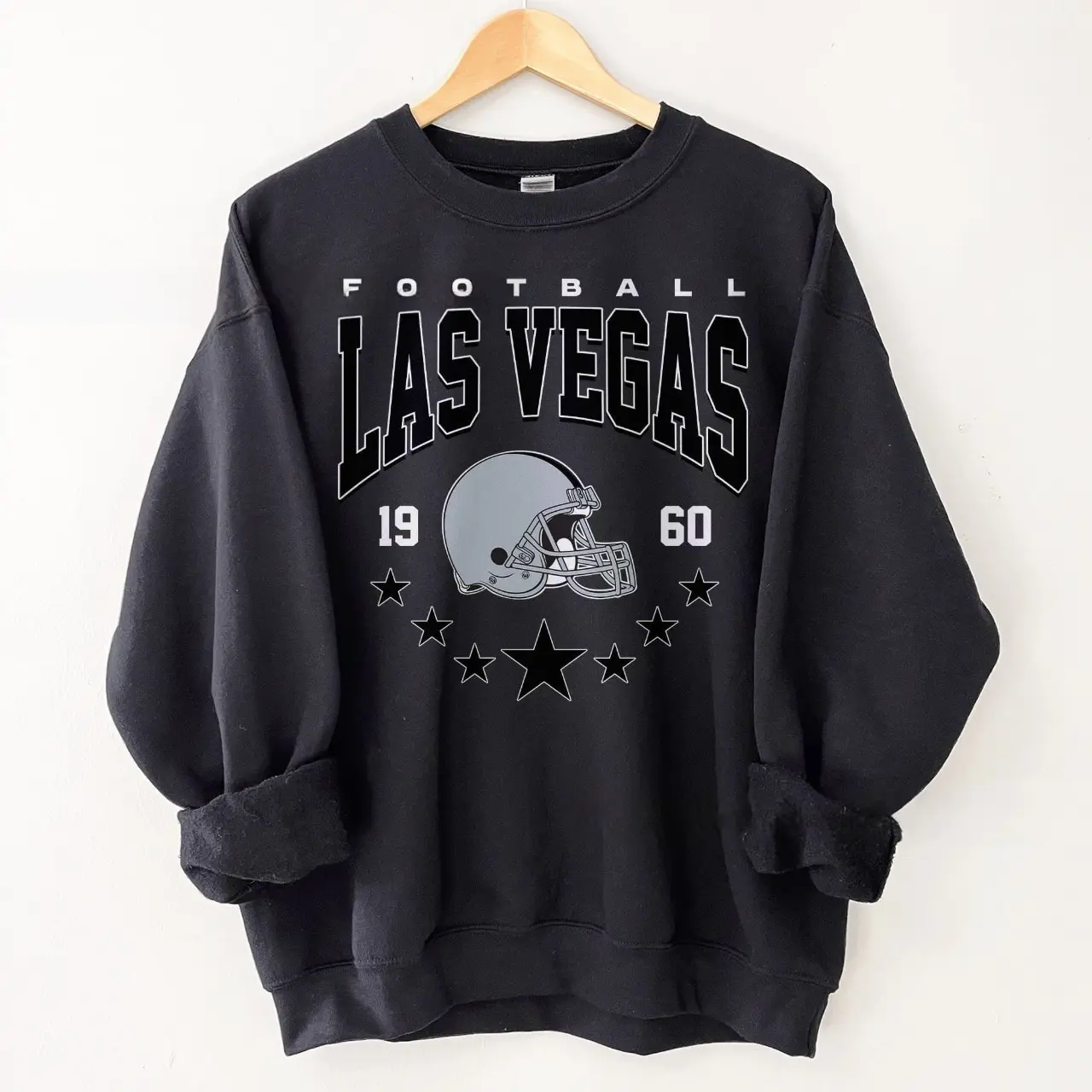 [Sale Up To 50%] Las Vegas Football Vintage Crewneck Sweatshirt, Retro Las Vegas Football Shirt, Las Vegas Football Christmas Fan Gift Cotton Fabric