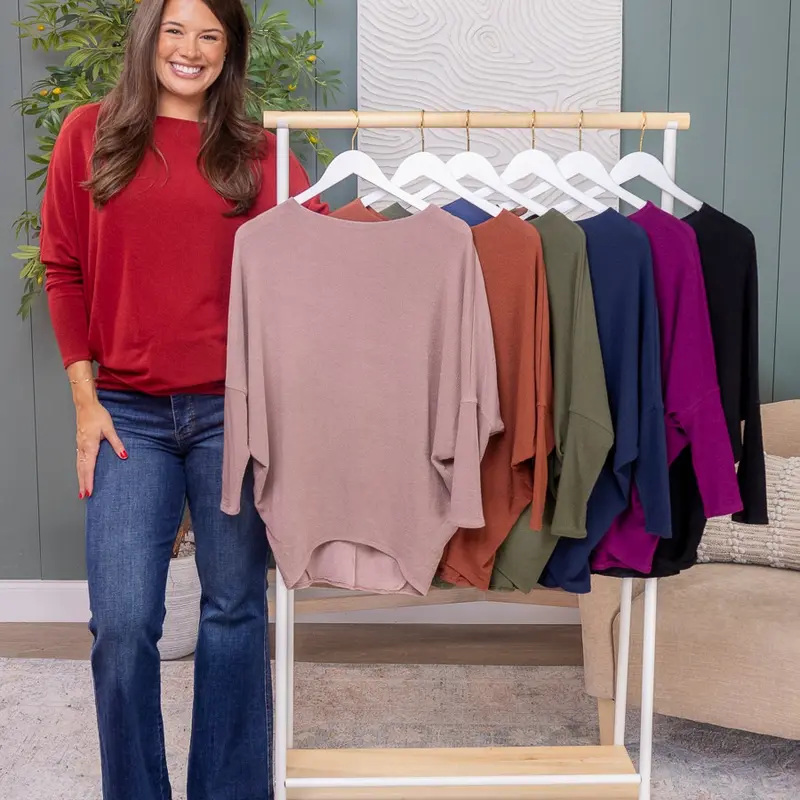 Charlotte Avery Dreamy Knit Boatneck Dolman Top | S - 3XL