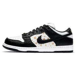 Supreme x Nike Dunk SB Black Stars Low-Top Skate Shoes for Men and Women
