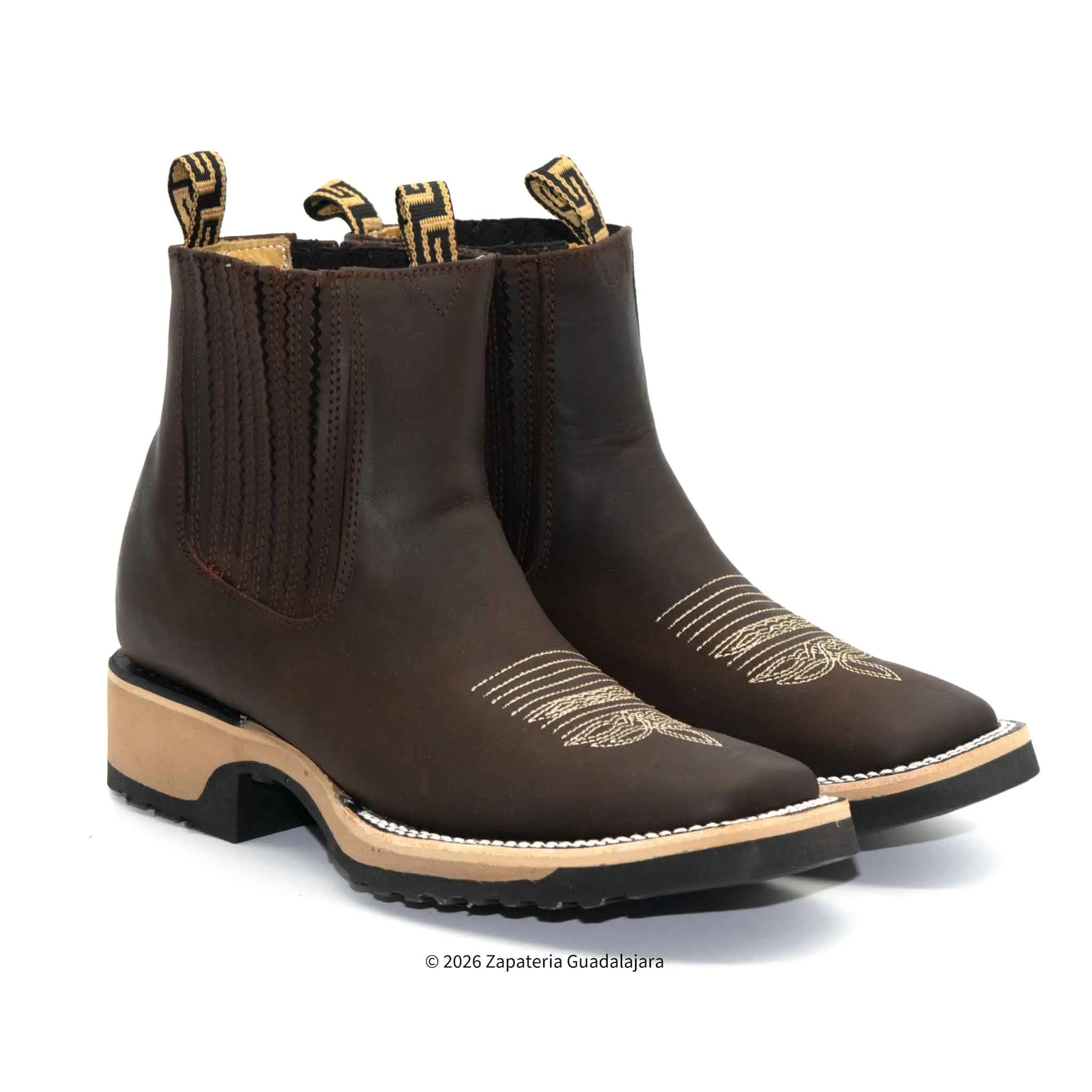 Wide Square Toe Crazy Choco Double Density Sole Leather Boot-H42D2694