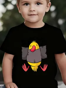 Boys' Summer Breathable & Comfortable "Little Yellow Duck Taped Up" Cartoon Print (3-12Y) Casual Sports T-Shirt