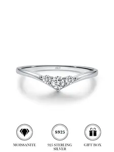 S925 Sterling Silver Moissanite Gemstone Ring, Stackable Design, Women's Everyday Luxurious Versatile Jewelry, Birthday Anniversary Valentine's Day Gift, Gift Ready
